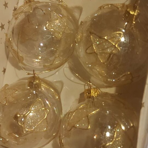 Christmas balls new, pack of 12, gold plastic with star design