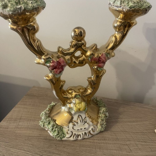 Porcelain candlesticks, set of two, vintage