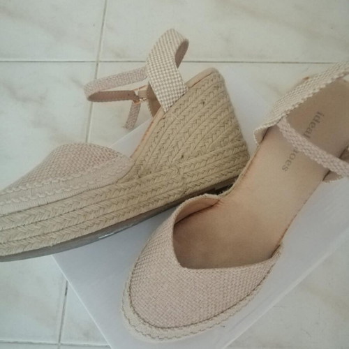 Espadrille platform sandals size 39, like new, beige, 8cm heel