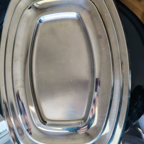 Serving platters set of three stainless steel like new
