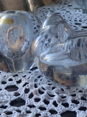 Vintage crystal set: Orrefors snail candle holder & Formano oil lamp