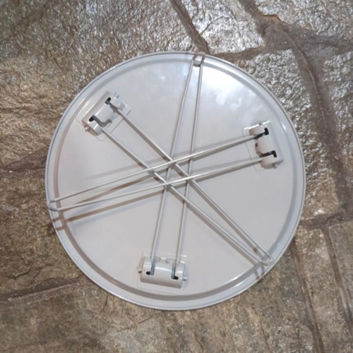 Folding metal table like new, light gray, 42 cm diameter
