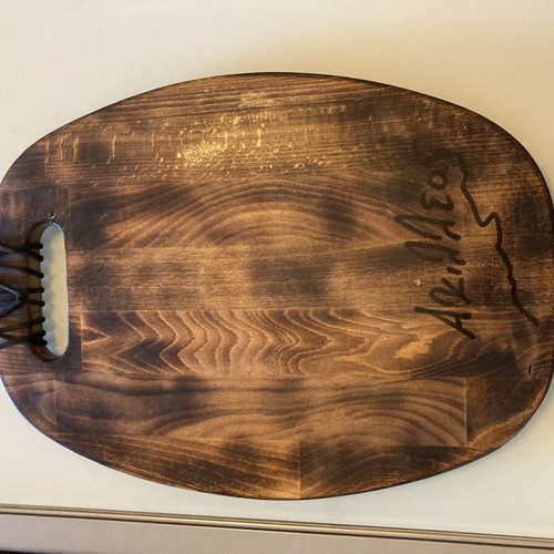 Saint Paisios image silk screen on wooden cutting board
