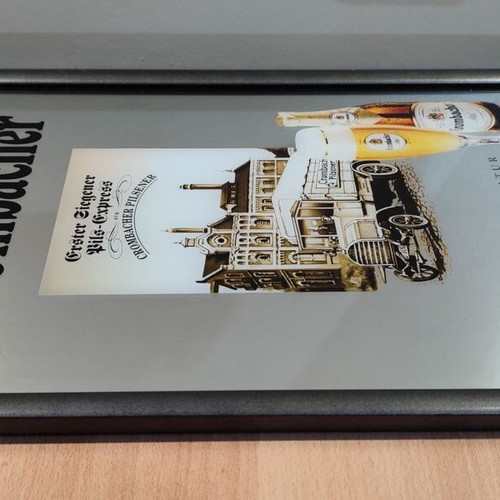 Krombacher beer promotional hanging mirror in wooden frame like new