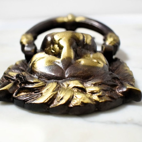 Solid brass door knocker with lion head new