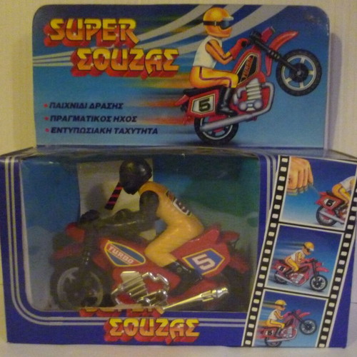 Pyroplast-Moustakas Super Souzas Motorcycle Toy new in box