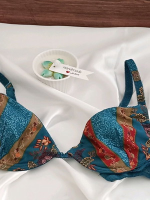 Green Petrol Lace and Viscose Bra 70B like new