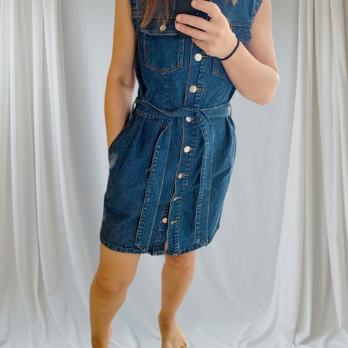 Denim dress for women, size 38, blue