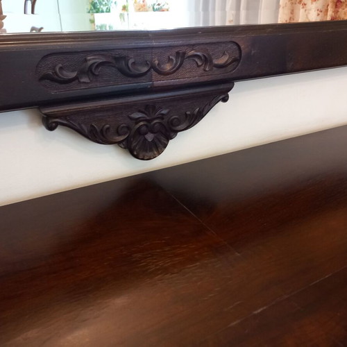 Antique walnut wood buffet with mirror used