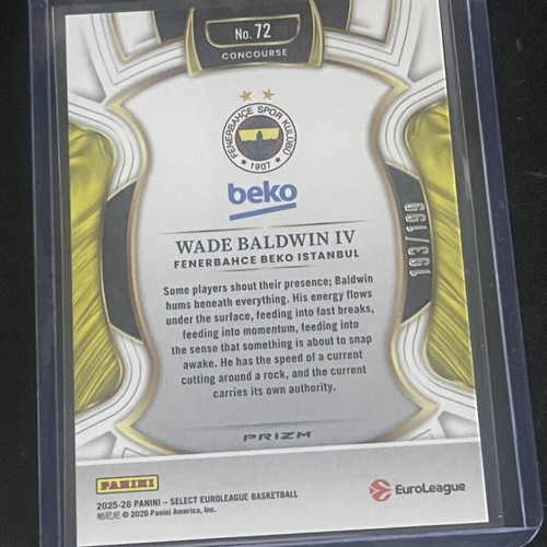 Wade Baldwin IV numbered collectible card like new