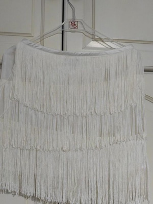White skirt with fringes new, size S