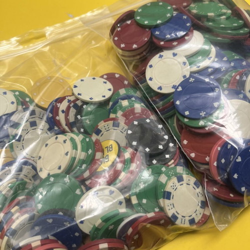 Old casino chips for roulette and cards