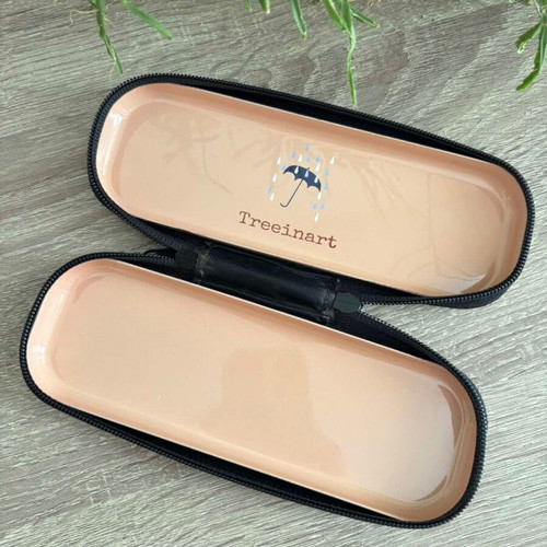 Metal glasses case new, gray and orange
