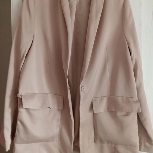 Satin jacket M new with belt pink nude