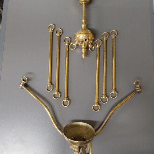 Bronze ceiling light with opaline glass like new