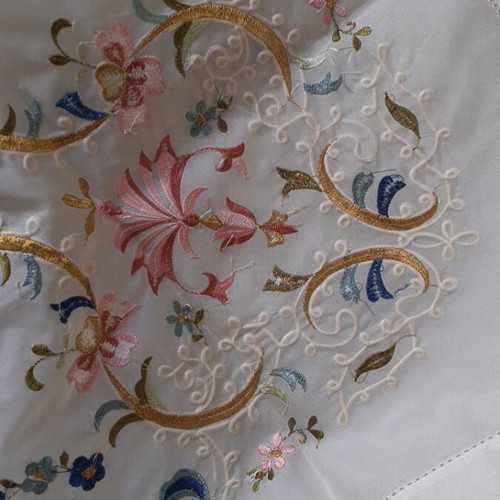 Organza tablecloth new with rich Byzantine embroidery