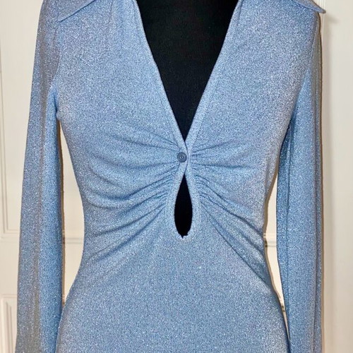 Zara women's lurex blouse size S like new, blue