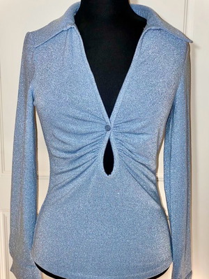 Zara women's lurex blouse size S like new, blue