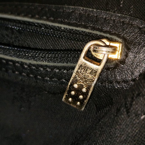 MCM vintage shoulder bag used, black with Visetos logo