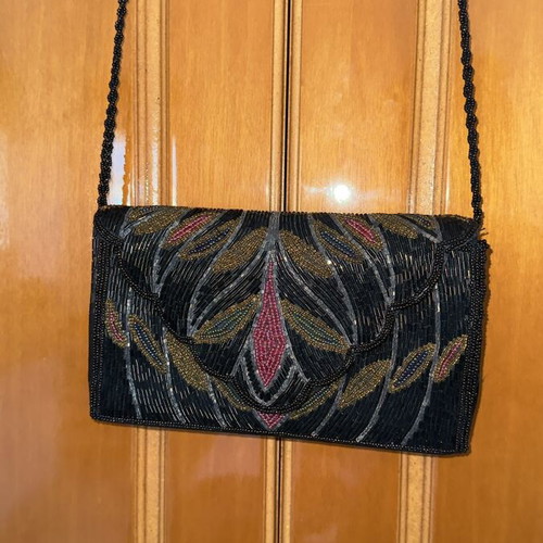 Vintage crossbody bag, black