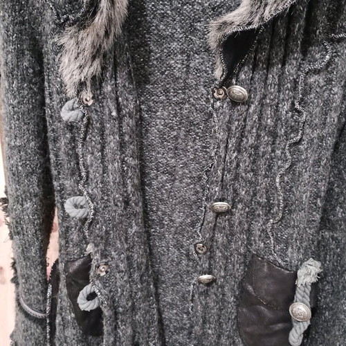 Lissa cardigan medium size, 90 cm length, like new, black and gray