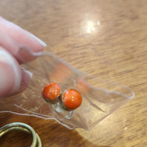 Set of ring for little finger and stud earrings new