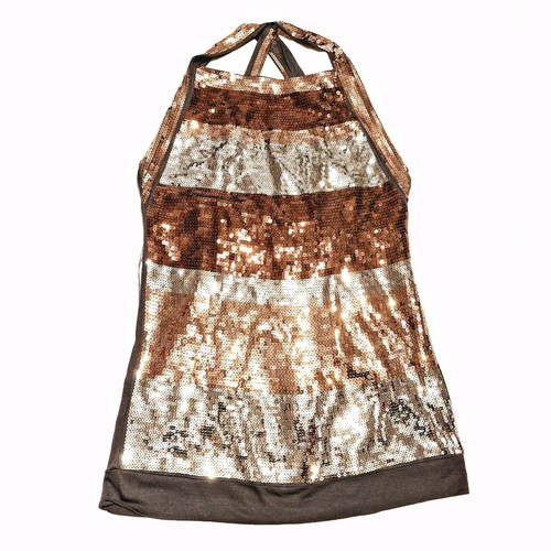 Sleeveless top with sequins and crisscross straps size M