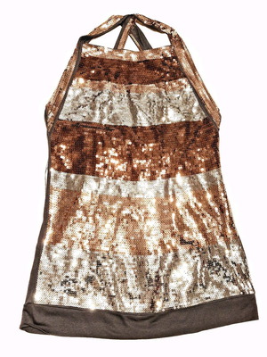 Sleeveless top with sequins and crisscross straps size M