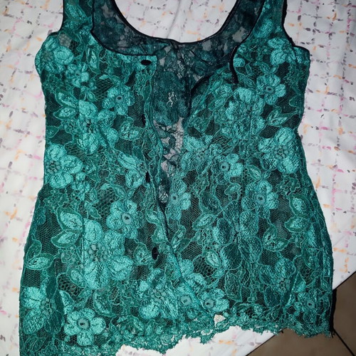 Women's Lace Vest emerald green floral pattern size M like new