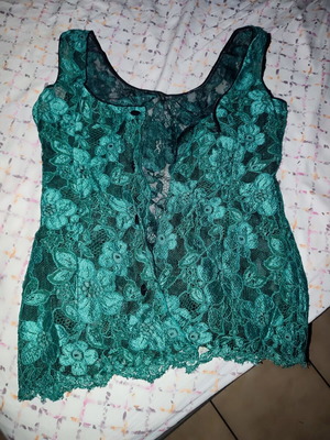 Women's Lace Vest emerald green floral pattern size M like new