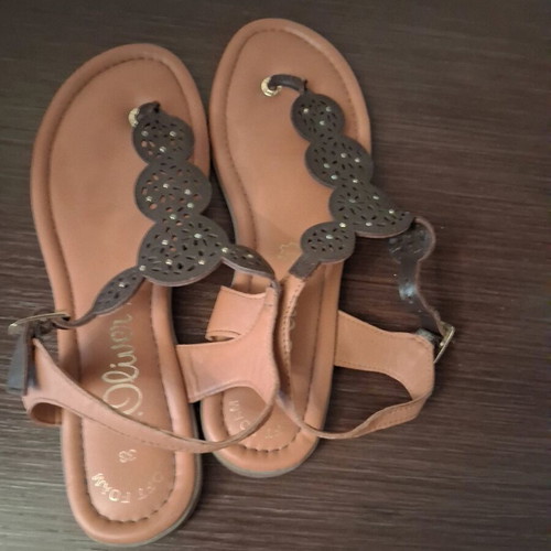 Leather sandals size 38 like new, beige and brown
