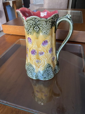Majolica French Antique Pitcher Frie Onnaing France Art Nouveau ~1890 like new