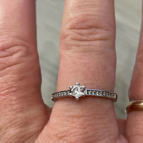 Silver 925 solitaire ring used, size 56