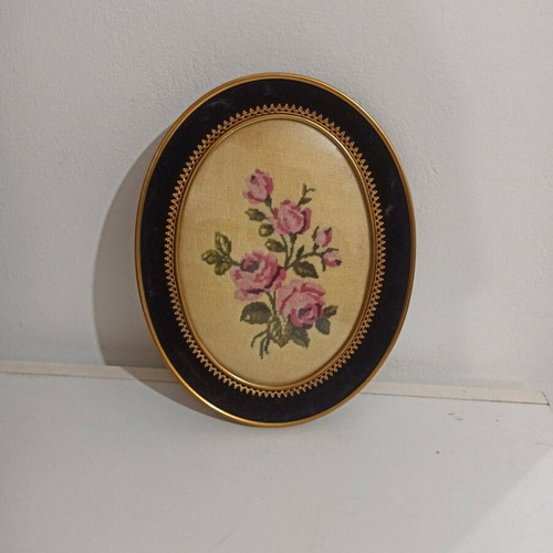 Framed embroidery used, dimensions 25.5x20 cm