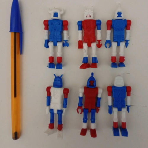 Vintage Kinder Surprise Joy robot figures used, set from the 80s