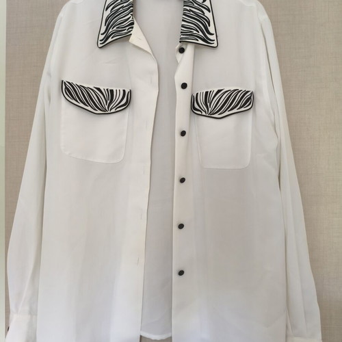 Laura Scott vintage 90s shirt with zebra print details, new