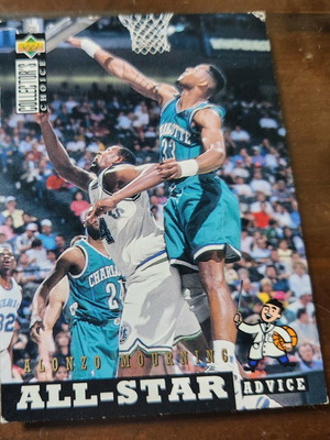 1994-95 Upper Deck Collector's Choice International Spanish #194 All-Star Advice Alonzo Mourning card used