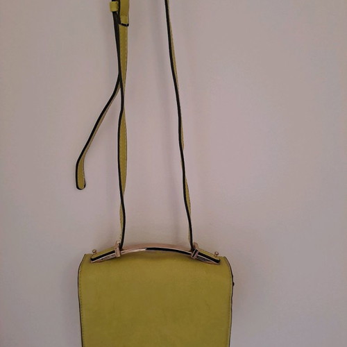 Shoulder bag used yellow fluorescent with wear