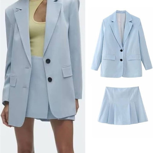 Zara set jacket and skirt-shorts like new, blue turquoise