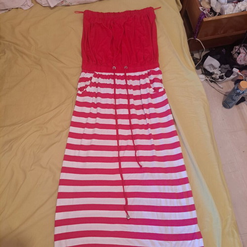 Derpouli Beach Dress No2 like new, size L, white and pink