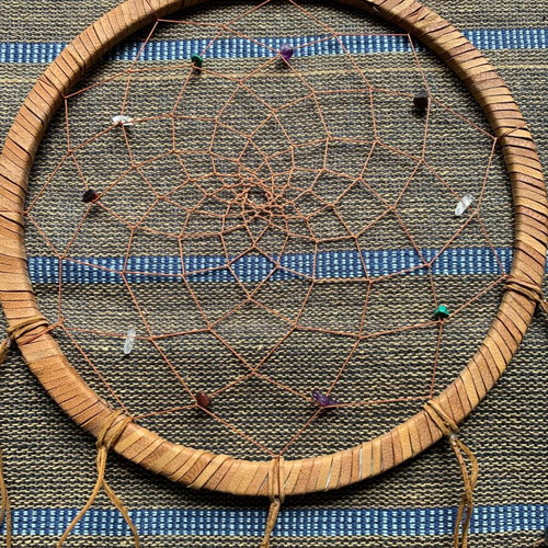 Dreamcatcher made of leather with semi-precious stones like new