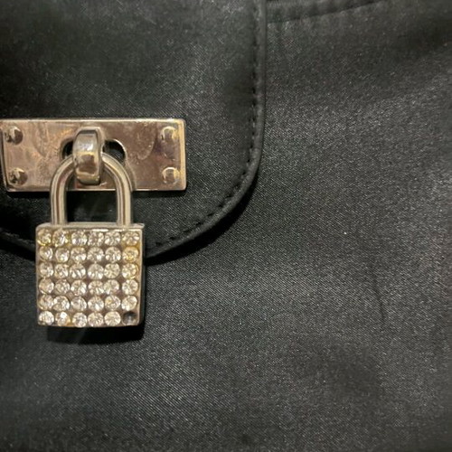 Shoulder bag used black with lock and silver rhinestones Alexi Andriotti