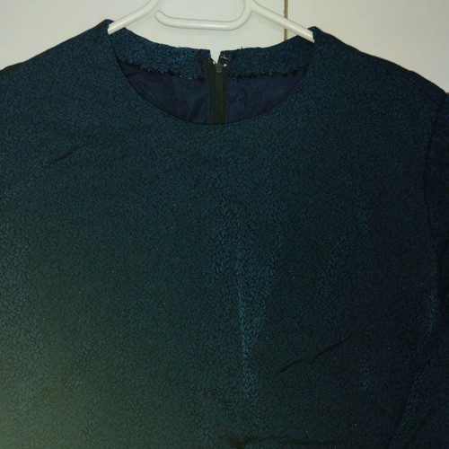 Vintage petrol dress shiny with pattern used, size L