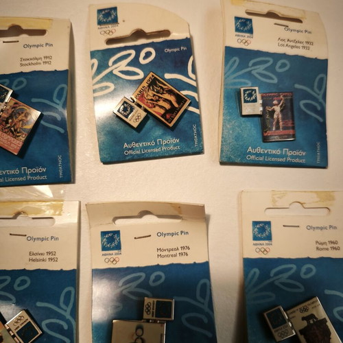Athens 2004 Olympic lapel pins set of 15, authentic, sealed
