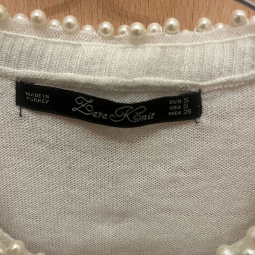 Zara knitted cardigan like new, ecru with pearls, size S