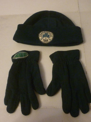 Γάντια fleece και σκούφος fleece Παναθηναϊκού μεταχειρισμένα