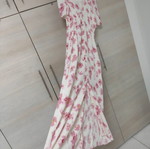 Zara midi floral button-up dress new, off white and pink