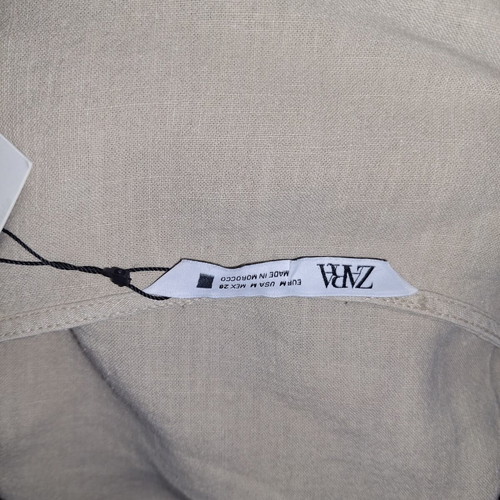 Zara woman beige linen set with wrap top and trousers, medium size