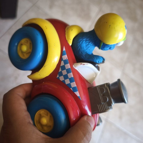 Sesame Street Cookie Monster Push Button Go Car used, collectible vintage toy