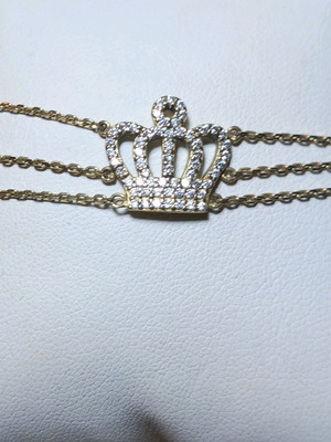 Silver gold-plated bracelet 925° with zircon and triple chain, new